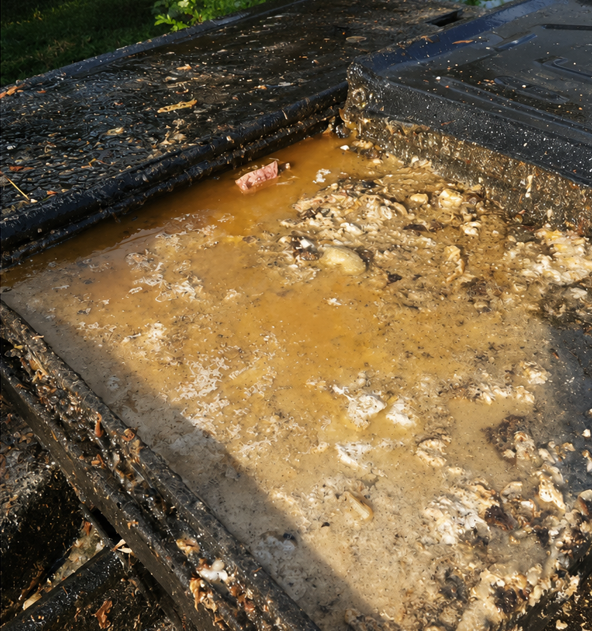 Grease trap overflowing from not being maintained